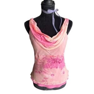 Y2K Pink Silk Cowl Neck Top – Romantic Coquette Fairy333